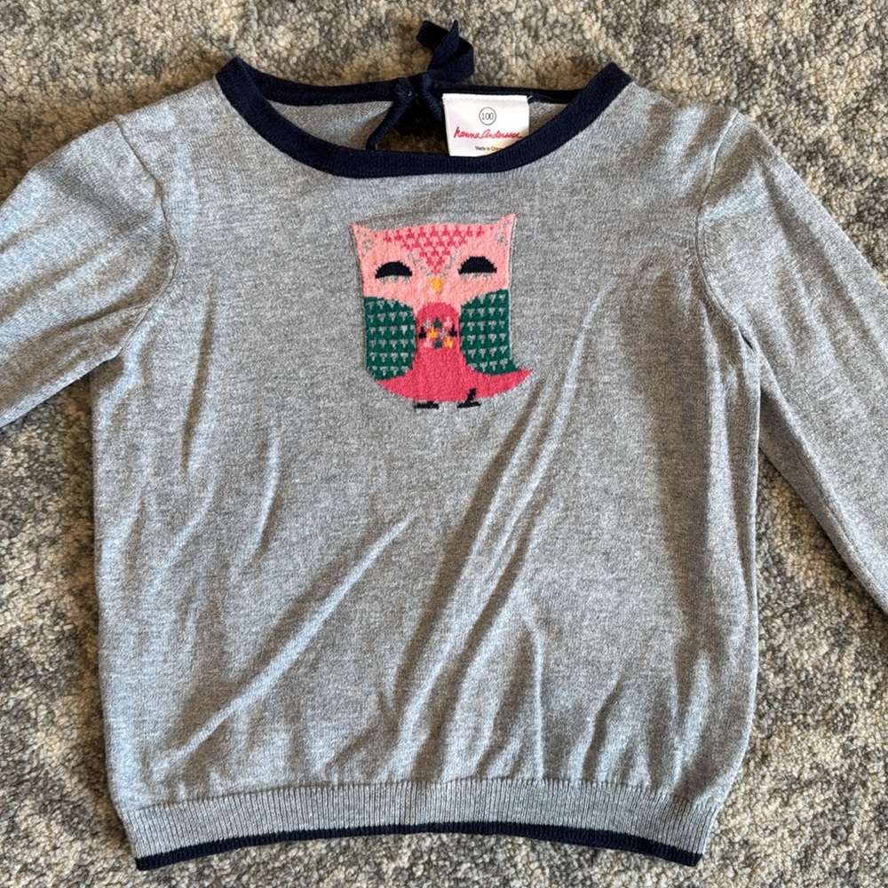 Hanna Andersson Gray Owl Sweater